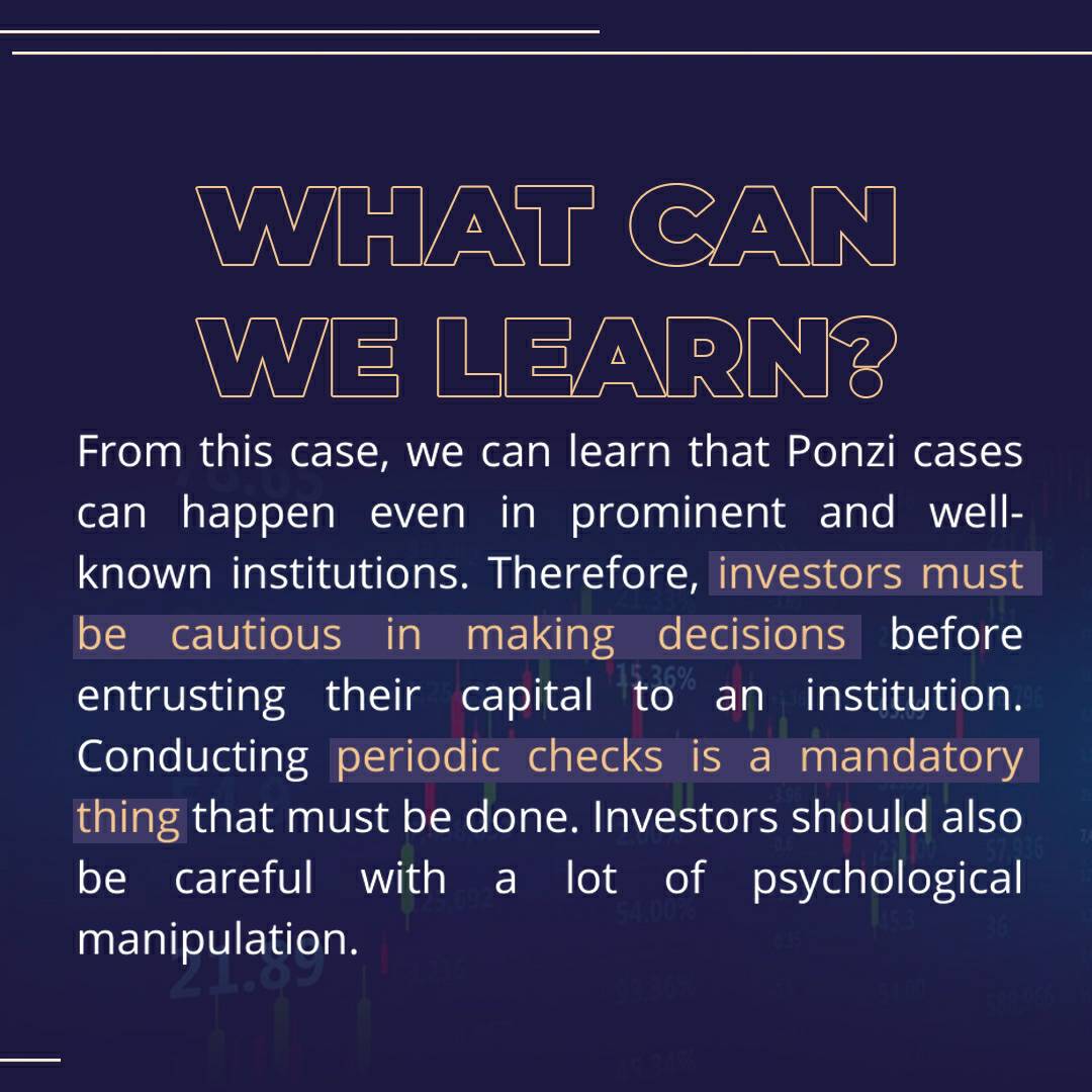 UIInvestClass's tweet image. [Ponzi Scheme Bernard Madoff]

From this case, we can learn that Ponzi cases can happen even in prominent and well-known institutions. Therefore, we must be cautious in making decisions before entrusting their capital to an institution

#UIInvestmentClass
#BeYoungBeInvestor