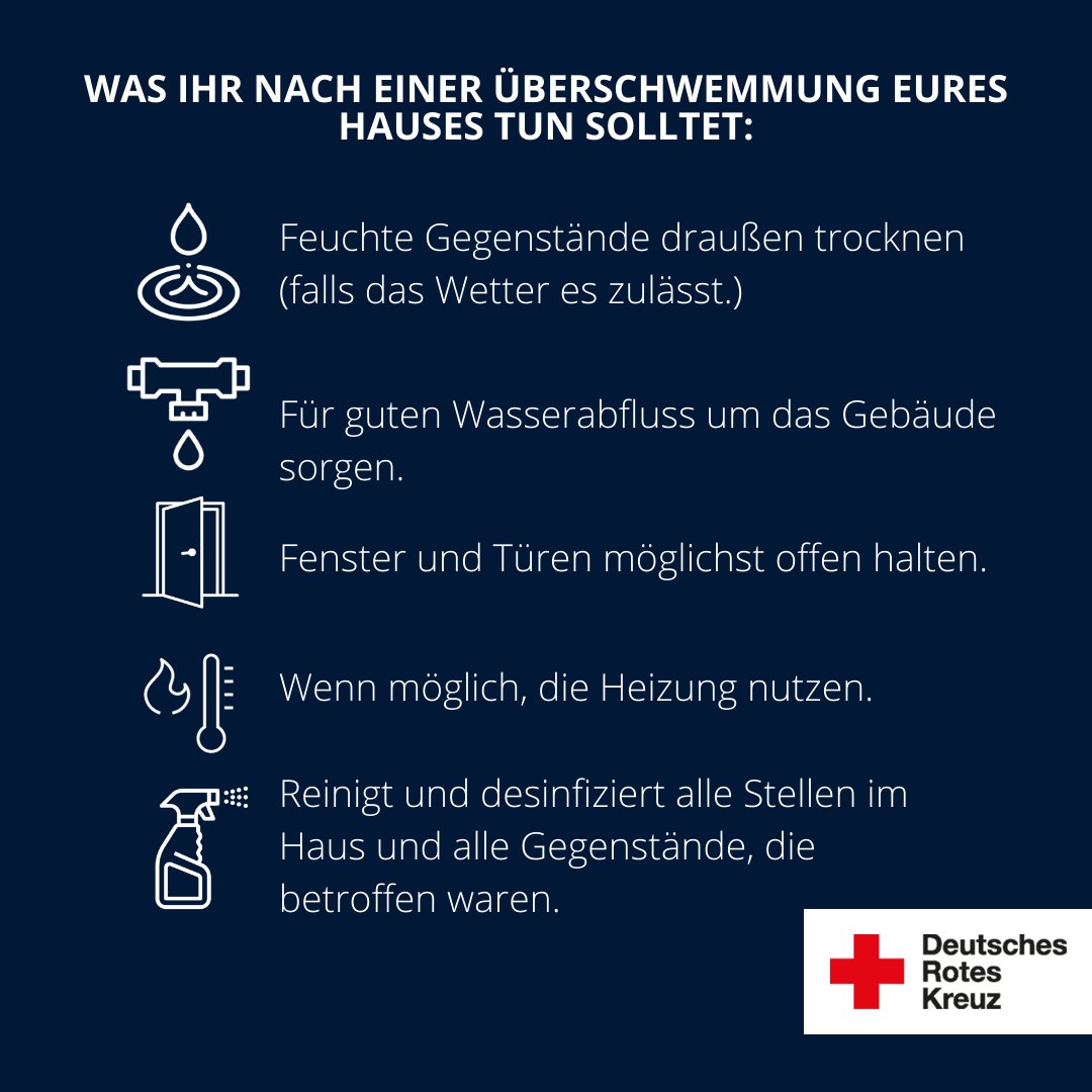 🌊⛈️Was tun, wenn die eigene Wohnung, das Geschäft oder der Keller von einer #Überschwemmung betroffen sind? Auch in den nächsten Tagen könnte es wieder sehr nass werden, wie die Wetterdienste melden. 💡Hier ein paar Tipps: