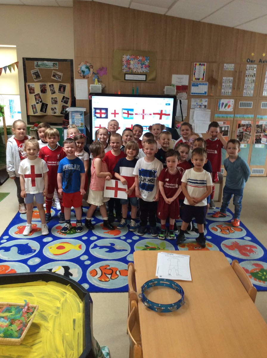 fm_foy's tweet photo. Reception looking fabulous in red,white and blue for England 🏴󠁧󠁢󠁥󠁮󠁧󠁿⚽️@LowtonJIPrimary https://t.co/4KWn8p8lN3