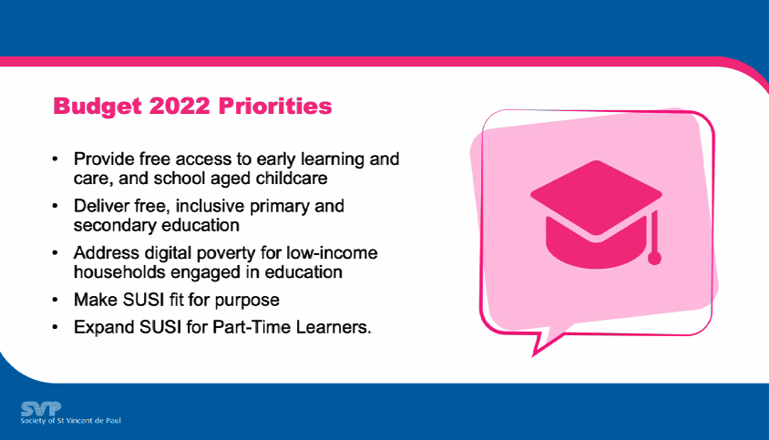 "We are asking that the following priorities for education are included in the next" <a href="/StakemMarcella/">Marcella Stakem</a> #Budget2022 #PBS2022 #Budget2022 #endpoverty #education #schoolcosts #DigitalPoverty #DigitalDivide #svpireland