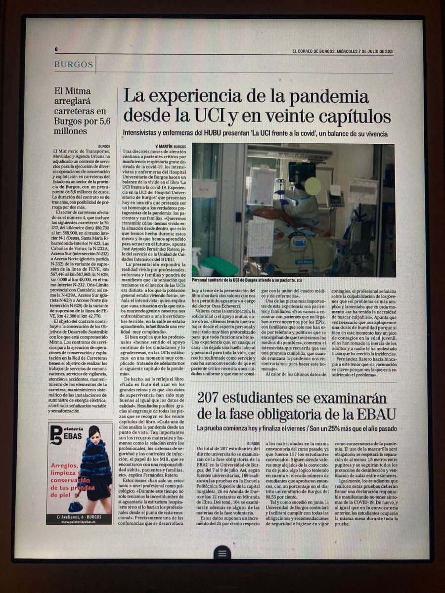 📖 La experiencia de la pandemia desde la UCI, vivencias únicas desde la <a href="/UciBurgos/">UCI Burgos</a> del hospital de Burgos.

Enhorabuena!!!

#UCI
#Burgos
#VegenatHealthcare