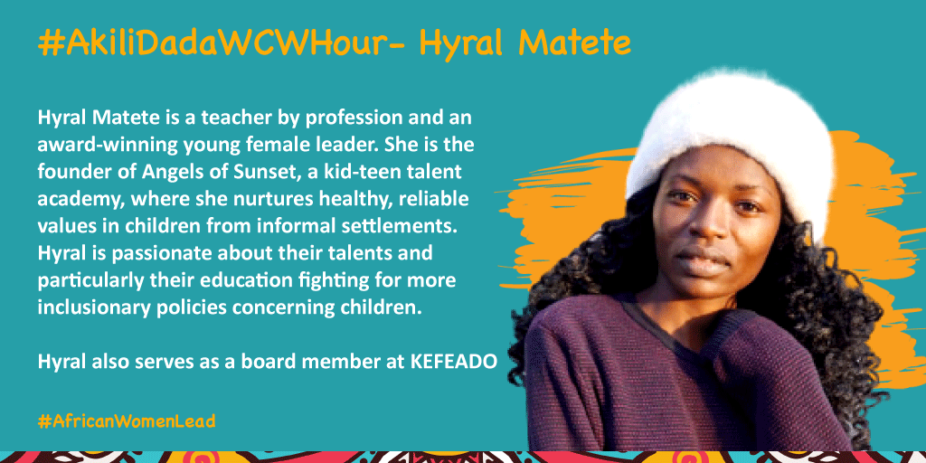 Morning, this is our last day of voting and @akilidada is @rol_eye. Make sure you tune in on our twitter chat at 11 get to experience our work and be part of this beautiful journey for Kisumu kids.Keep voting @FoyaGlobal foya.thefounder.africa #africanwomenlead #foya2021africa