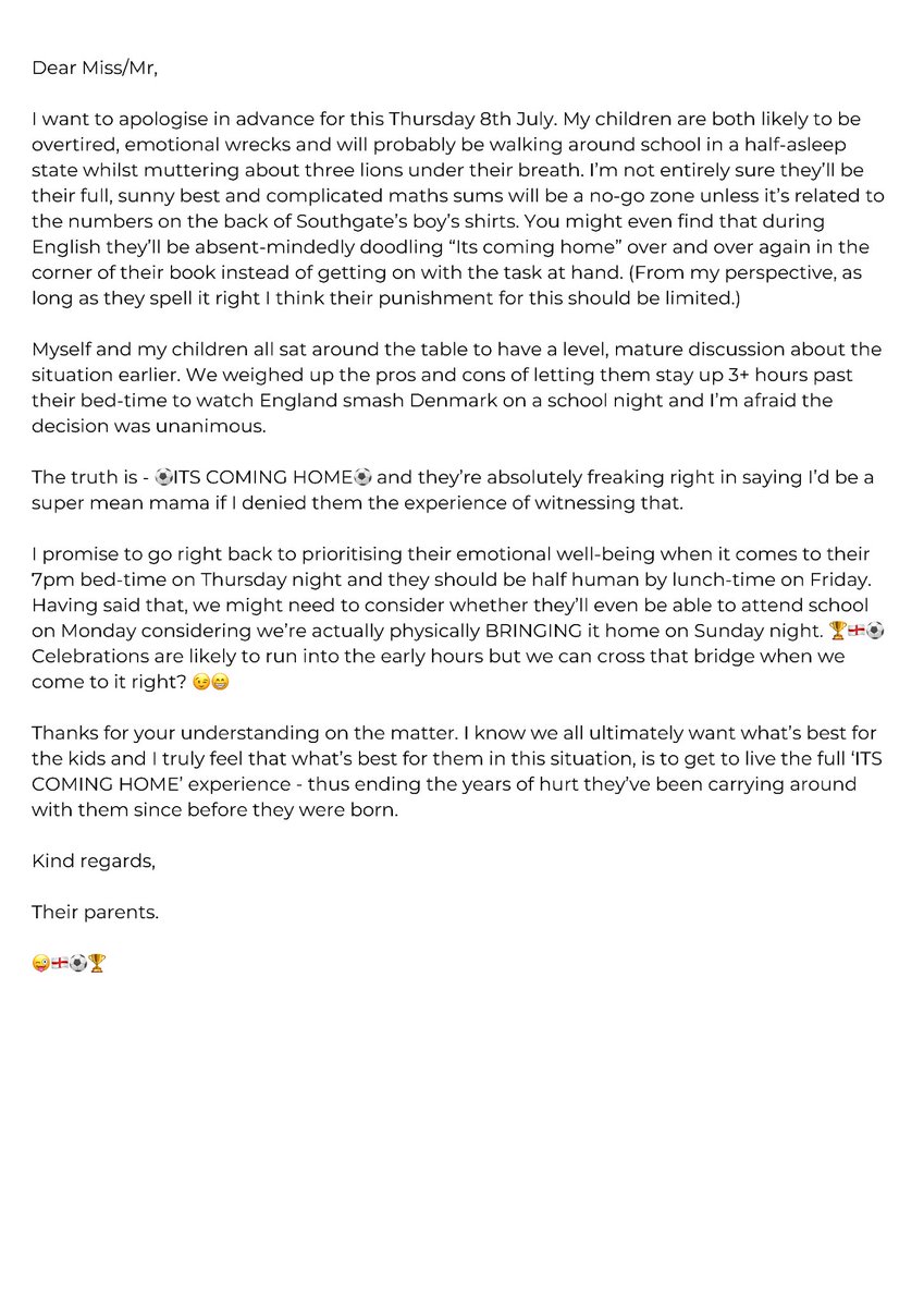 This letter may be needed by many parents today! ⬇️ #itscominghome