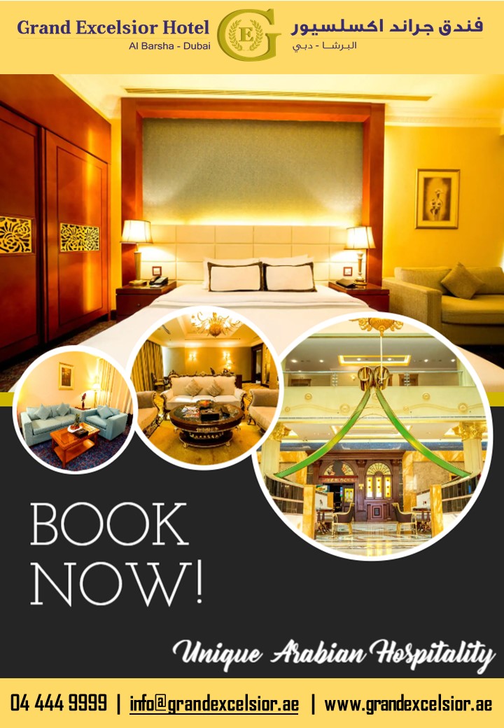 GrandExcelsior's tweet photo. Book your stay with us! #grandexcelsiorhotelalbarsha

For bookings and other inquiries, please call us at 04 444 9999,
or you may email us at info@grandexcelsior.ae

Visit our website: https://t.co/a5ETdtXzeE https://t.co/4Av3hAaq03