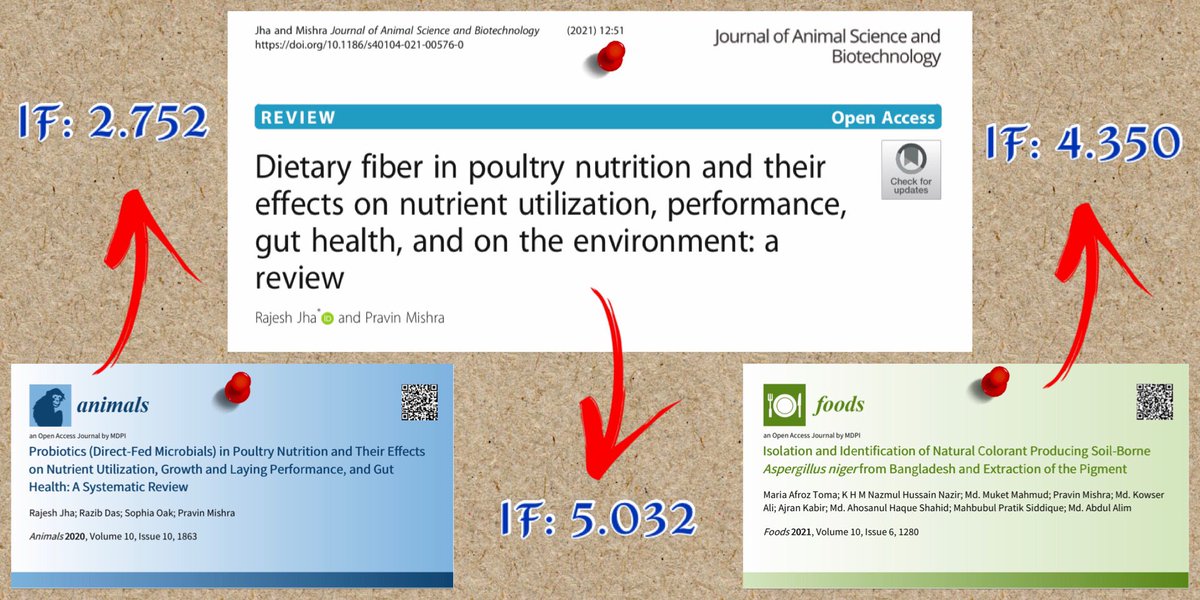 Three recently published articles of mine. Feel free to read, all are open access. 
1. doi.org/10.1186/s40104… 
2. doi.org/10.3390/ani101…
3. doi.org/10.3390/foods1…

#OpenAccess #Research #researchpaper #poultry #poultryhealth #nutrition #probiotic #dietaryfiber #INPST #citation