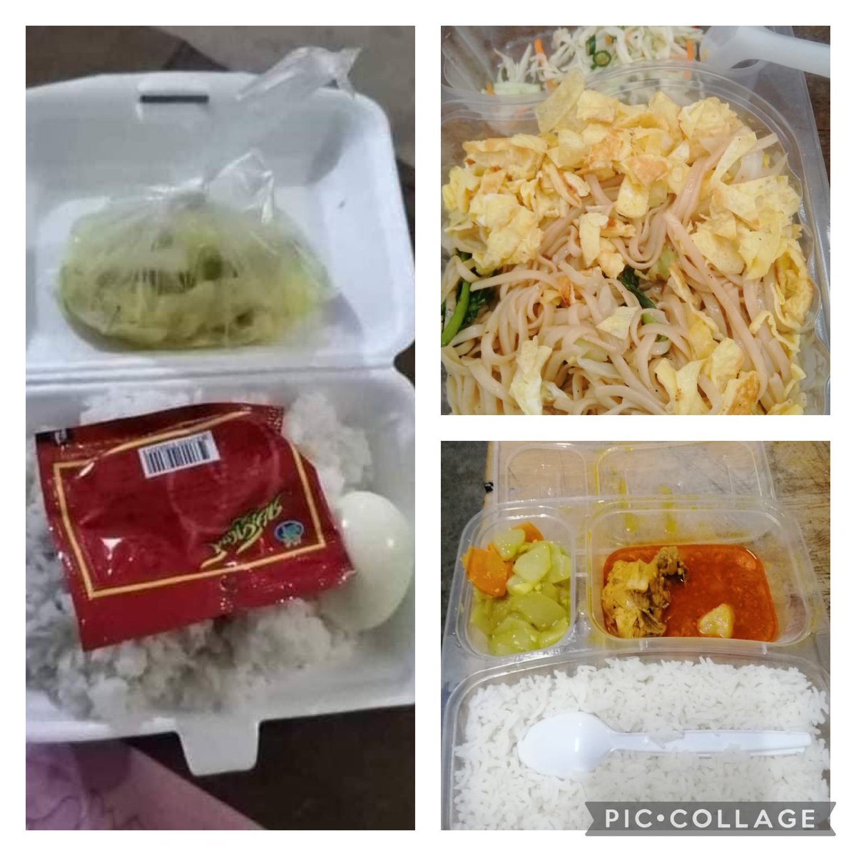 QUARANTINE MEALS:

On the left is a photo circulating online showing what’s purportedly served in a quarantine centre run by #Myanmar army now

The two photos on the right (top and bottom) are meals served in a quarantine center under Aung San Suu Kyi