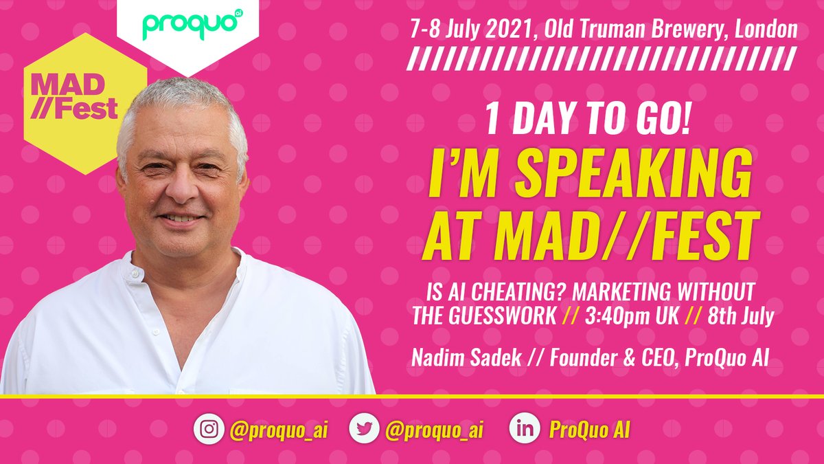 'Is AI Cheating? Marketing without the guesswork!' Join me at <a href="/MADFESTLONDON/">MADFEST</a> 's main Hexagon stage to hear how your brand can be managed with certainty of positive outcomes. (If you're late to the party, I have some spare tickets - message me, please)