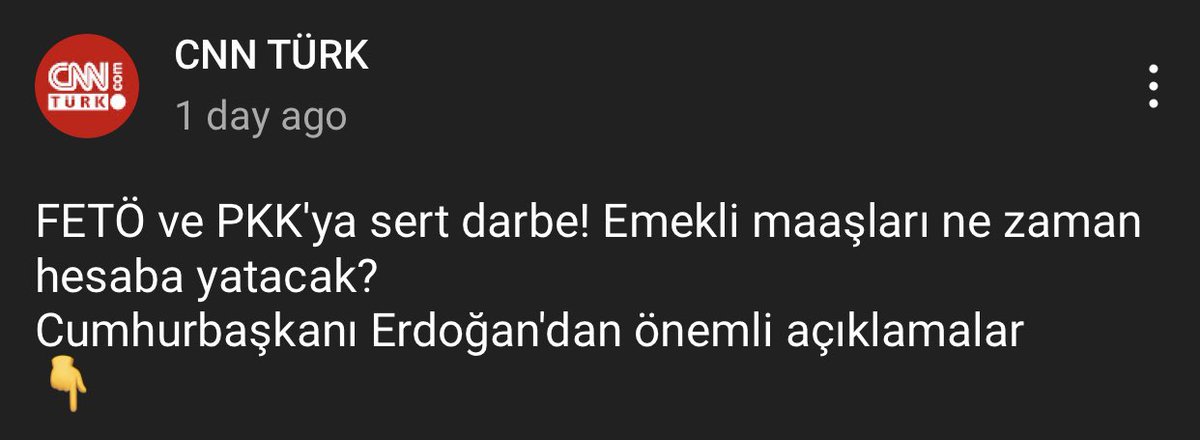 Manşeti böyle attığınız zaman sanki devletin FETÖ ve PKK ile mücadeledeki yeni stratejisi emekli maaşlarını yatırmakmış gibi anlaşılıyor. ⁦<a href="/cnnturkkurumsal/">CNN TÜRK Kurumsal İletişim</a>⁩