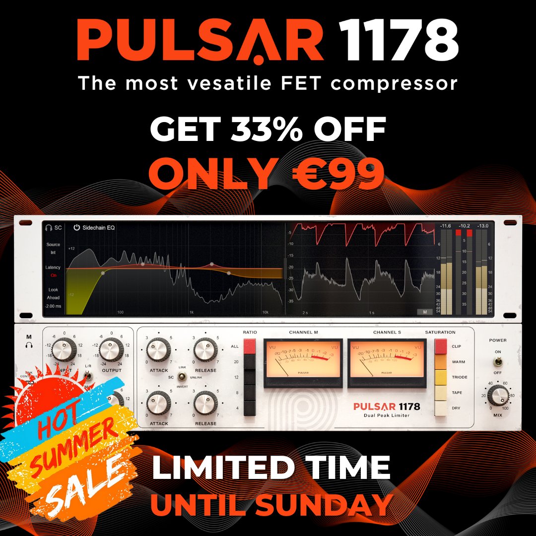 PulsarPlugins's tweet photo. Don't miss it! Limited time, until Sunday!
https://t.co/zvbjyo6LWF

#plugindeals #pluginsales #compressor #pluginvst  #discount  #pulsaraudio  #pulsarplugins  #1178 https://t.co/MDrlulVagw
