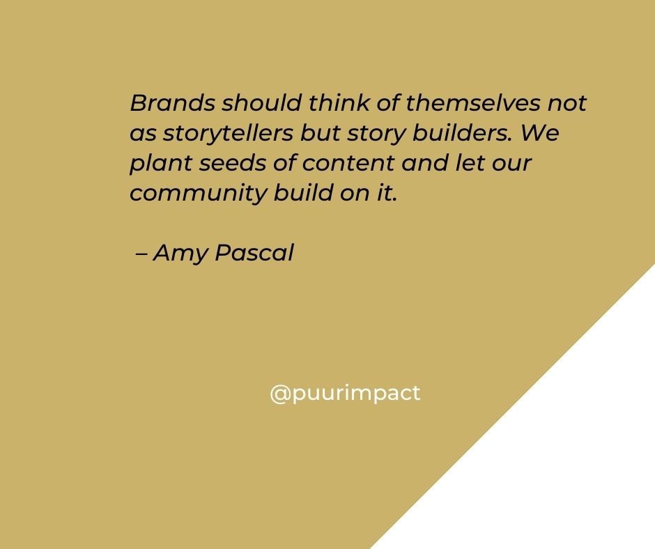 PuurImpact's tweet photo. Brands should think of themselves not as storytellers but story builders. We plant seeds of content and let our community build on it.
 – Amy Pascal
😀😉😁
#wednesdayvibes #wednesdaymotivation #success #mindset
@diversity54 @DaytonaBeachS @themerrymonk @DTNEtiquette @Kellyrei007 https://t.co/ViXIfFKi8K