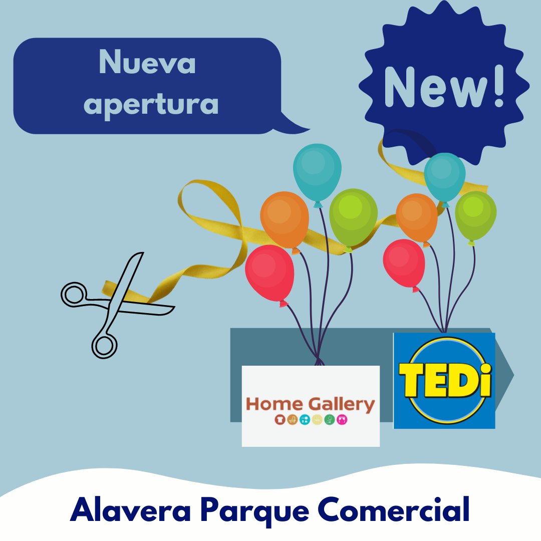 AlaveraParque's tweet photo. ¡Estamos de enhorabuena! En Parque Comercial Alavera han abierto sus puertas dos nuevas tiendas.

Home Gallery con 5000 m2 de decoración, hogar y Bricolaje. 

TEDI con diversos artículos para que encuentres todo lo que necesites. 

¿Aún no has venido? ¡No te lo pierdas! https://t.co/rStg6xroxK