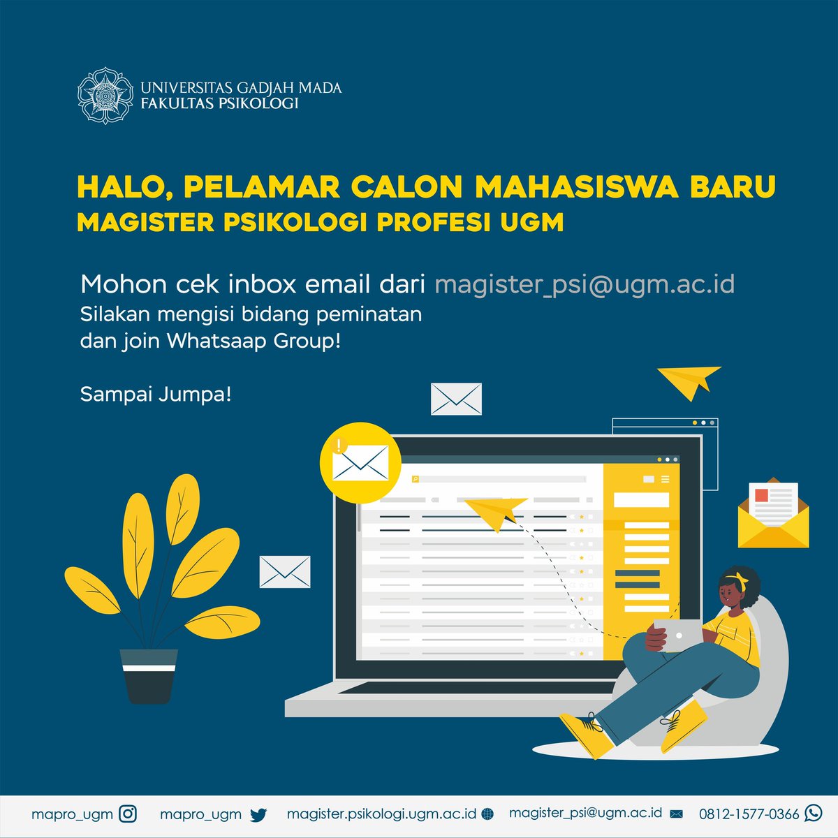 mapro_ugm's tweet image. Yuk, cek email, netpro! Lalu, silakan mengisi bidang peminatan dan join WhatsApp Group! Sampai jumpa
