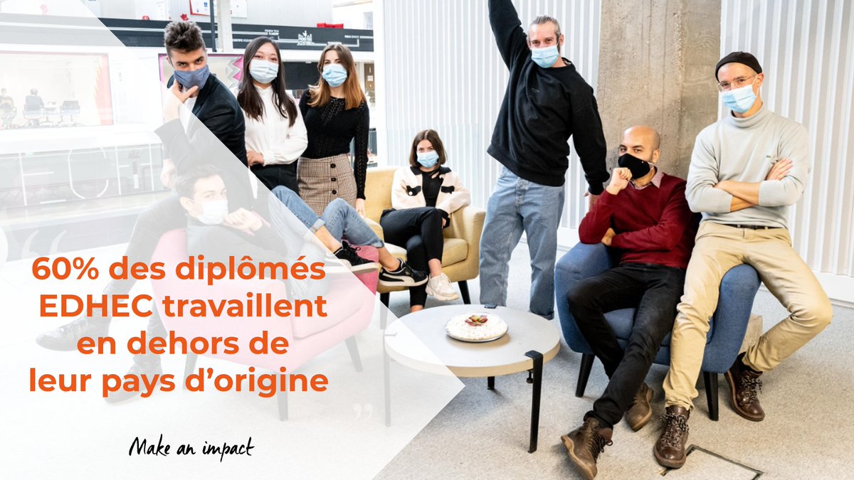 EDHEC_BSchool's tweet photo. #ImpactFutureGen La mobilité internationale de nos étudiants reste à un niveau élevé : 35% de la promo 2020 effectue sa première expérience professionnelle à l’étranger et 30% affirment occuper un poste comportant une dimension #RSE. https://t.co/2XA1ZlCYqu
