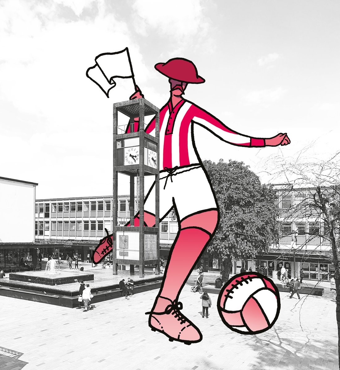 Artwork for the branding of <a href="/sixhillsbrewing/">Six Hills Brewing</a> celebrating the people and places of Stevenage.

This is Frank Dymoke. He played in the Christmas Truce in 1914 between British and German soldiers and also played for <a href="/StevenageFC/">Stevenage FC 🔴⚪</a>

#frankdymoke #stevenage #illustration #illustrator