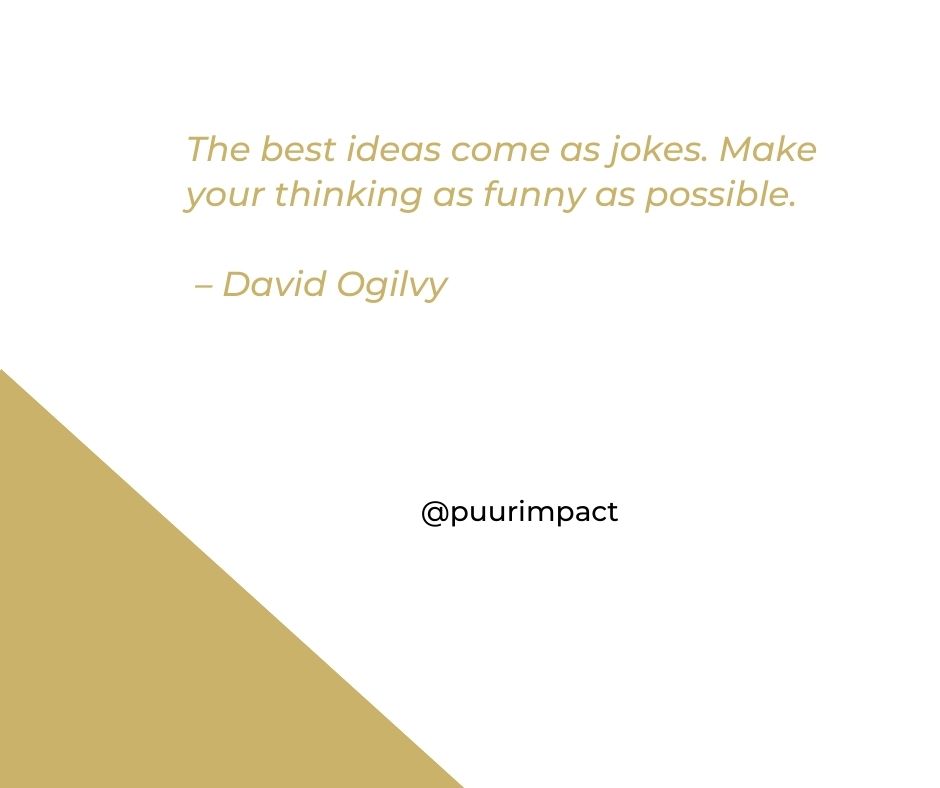 PuurImpact's tweet photo. The best ideas come as jokes. Make your thinking as funny as possible.
 – David Ogilvy
😎😉

#mondayvibes #mondaymotivation #success #mindset #Ad 
@mhingson @DaytonaBeachS @SteveTurner50 @BethFratesMD @RealSteveCox @Kellyrei007 https://t.co/mtqxI0NzYx