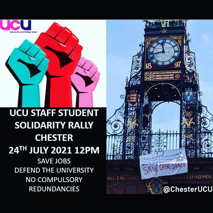ChesterUcu's tweet image. How can you help? We are holding a rally to reclaim the university on the 24th July. We need every single supporter of our campaign to:
✊🏼Pledge to attend the rally
✊🏼Promote the rally on social media
✊🏼Get commitment to attend from at least 10 more people 5/6