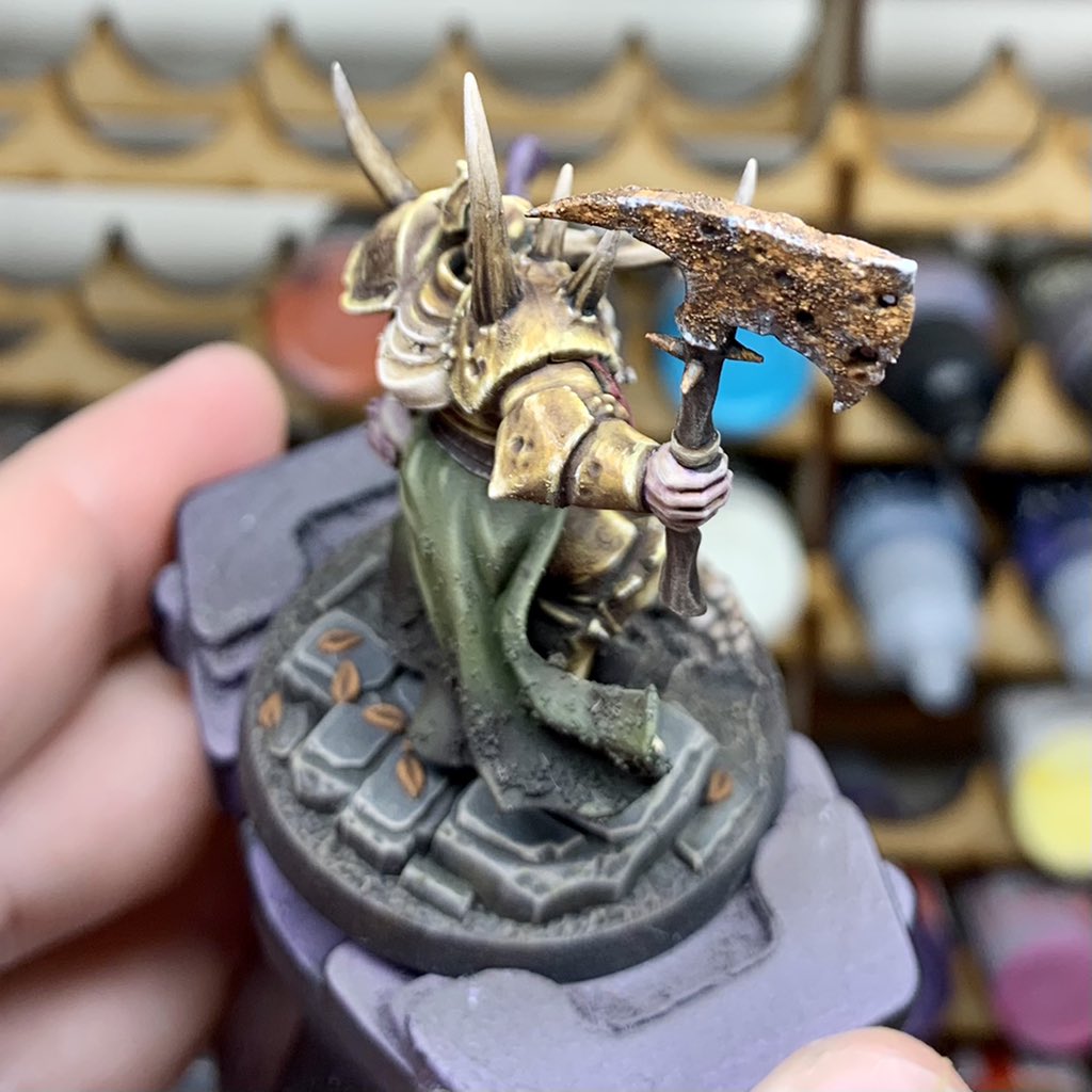 StuffPhil's tweet photo. Finished my first Swampcast Blightking, just oil washes to do when the rest are finished. #nurgle #stormcast #ageofsigmar #Dominion #aos28 #inq28 #blanchitsu #grimdark #WarhammerCommunity #gamesworkshop #warhammer #Warmongers #kitbash #convertingminis https://t.co/S3YIRjP4zp