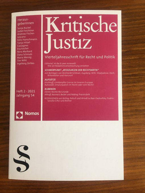 #coronaverlosung 356: Heute spendet <a href="/DanaSchmalz/">Dana Schmalz</a> 3 (!) Exemplare des aktuellen Heftes der <a href="/KritischeJustiz/">Kritische Justiz</a> (<a href="/NomosVerlag/">Nomos Verlag</a>). Vielen Dank! Teilnahme per RETWEET, Verlosung am Abend. Viel Glück! 🙂
