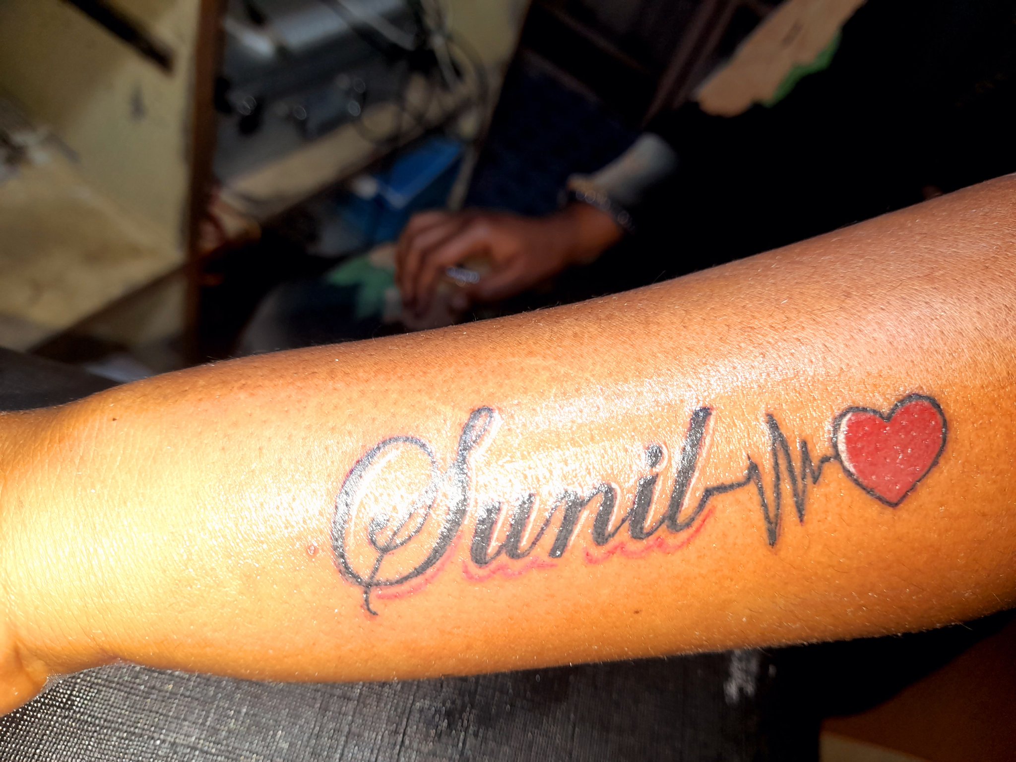 Name tattoo on exterior forearm Anuj Tattoo And Mehandi Art Jhaiho