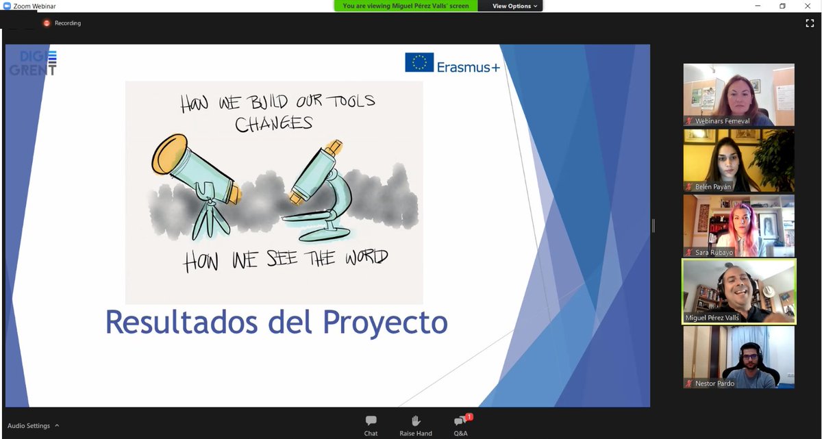 The final presentation of DIGIGRENT project organised by the University of Almeria and Femeval has started today 7.7.2021 at 10.00 hours.
Join at us02web.zoom.us/j/86435387979