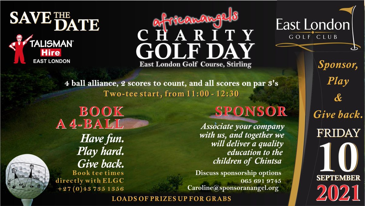 It’s time for our African Angels Charity Golf Day – if you want to help us provide a holistic quality education to primary school learners in the Chintsa East area and grow good citizens of the future, this is your chance. You can sponsor or just play – every cent counts!