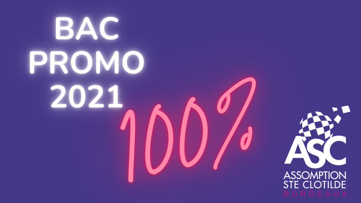 EnsembleASC's tweet image. Fier d'annoncer : #promobac2021
Taux de réussite de 100%.