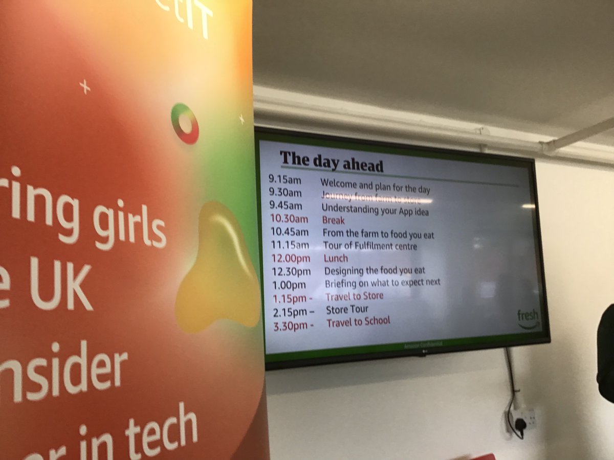 Schedule of the day presented by Charlotte from Amazon Fresh <a href="/AmazonFresh/">Amazon Fresh</a> <a href="/putneyhigh/">Putney High School</a>