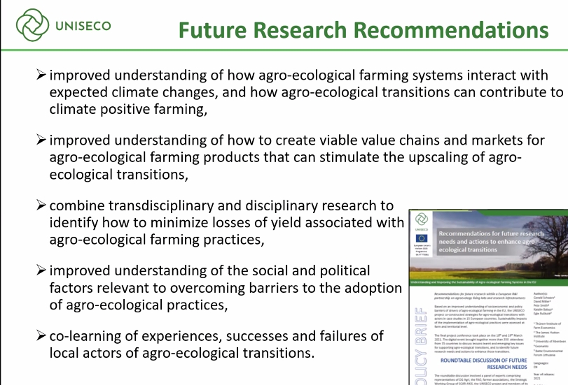 ProjectUniseco's tweet image. What are the final recommendations from the #ProjectUniseco ➡️uniseco-project.eu⬅️ about agro-ecological transitions?
Here is a summary presented at the @EUAgri policy seminar today: