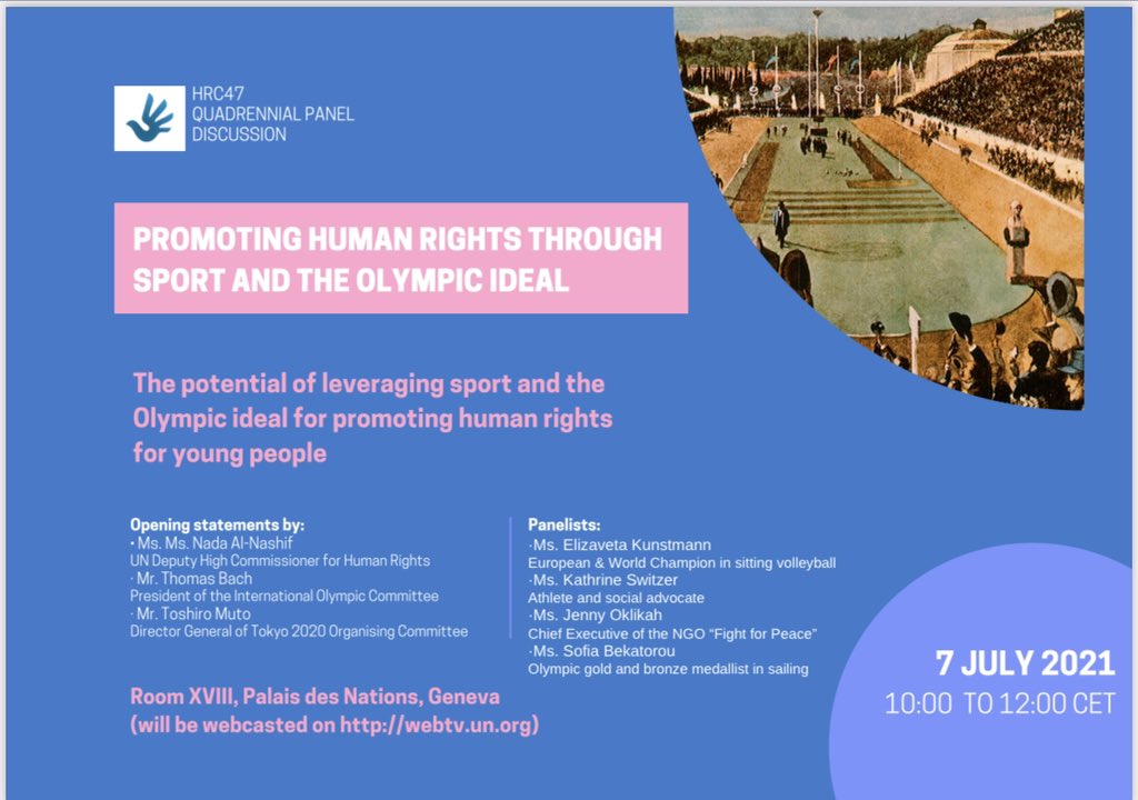 🇷🇺Elizaveta Kunstman in panel discussion on promoting #HR through sport, #HRC 47th session: At the age of 13, I became the youngest volley athlete of the Paralympic movement in🌍. At the age of 15 - a bronze medalist of the Sitting Volleyball 🌍 Championship in 🇷🇺national team.