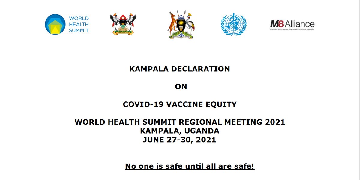 World Health Summit (@worldhealthsmt) on Twitter photo “Vaccine injustice is an existential challenge for global health today” - read the Kampala Declaration on #COVID19 #VaccineEquity, signed at <a href="/WHSKampala/">World Health Summit Africa 2021</a>. Among the 15 signatories from six countries: #WorldHealthSummit, #M8Alliance, <a href="/WHO/">World Health Organization (WHO)</a> <a href="/DrTedros/">Tedros Adhanom Ghebreyesus</a>
d1wjxwc5zmlmv4.cloudfront.net/fileadmin/user… “Vaccine injustice is an existential challenge for global health today” - read the Kampala Declaration on #COVID19 #VaccineEquity, signed at <a href="/WHSKampala/">World Health Summit Africa 2021</a>. Among the 15 signatories from six countries: #WorldHealthSummit, #M8Alliance, <a href="/WHO/">World Health Organization (WHO)</a> <a href="/DrTedros/">Tedros Adhanom Ghebreyesus</a>
d1wjxwc5zmlmv4.cloudfront.net/fileadmin/user…