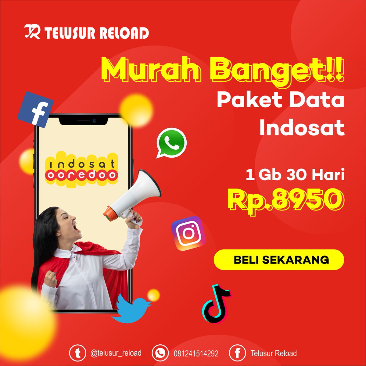 Telusur_Reload's tweet image. Murahnya kebangetan!!. Dimana lagi bisa dapet kuota 1 GB 30 hari cuma 8rban, kalau gak di Telusur Reload.

Ayo, transaksi sekarang juga!
#indosat #kuotamurah #hargakuota