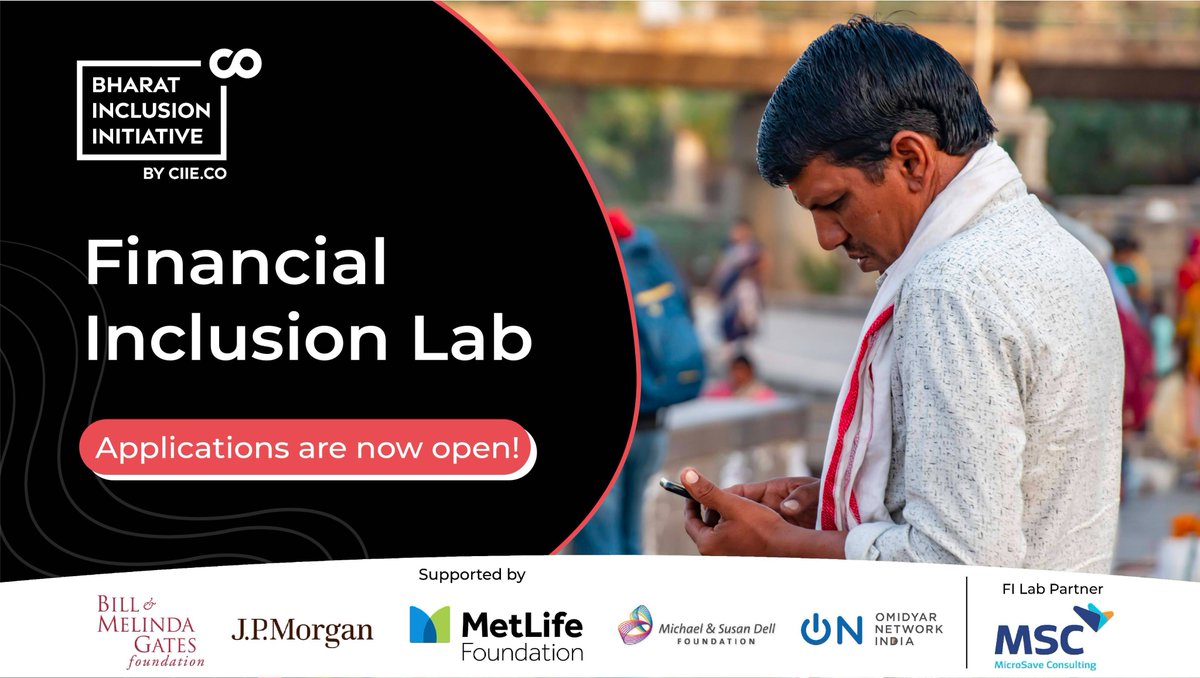 BharatInclusion's tweet image. ✨Presenting the 5th edition of the #FinancialInclusionLab!

📢 Calling all startups building #fintech, #skilling and #livelihood solutions for the next half billion to apply.

Know more 👉🏾go.ciie.co/FILAB