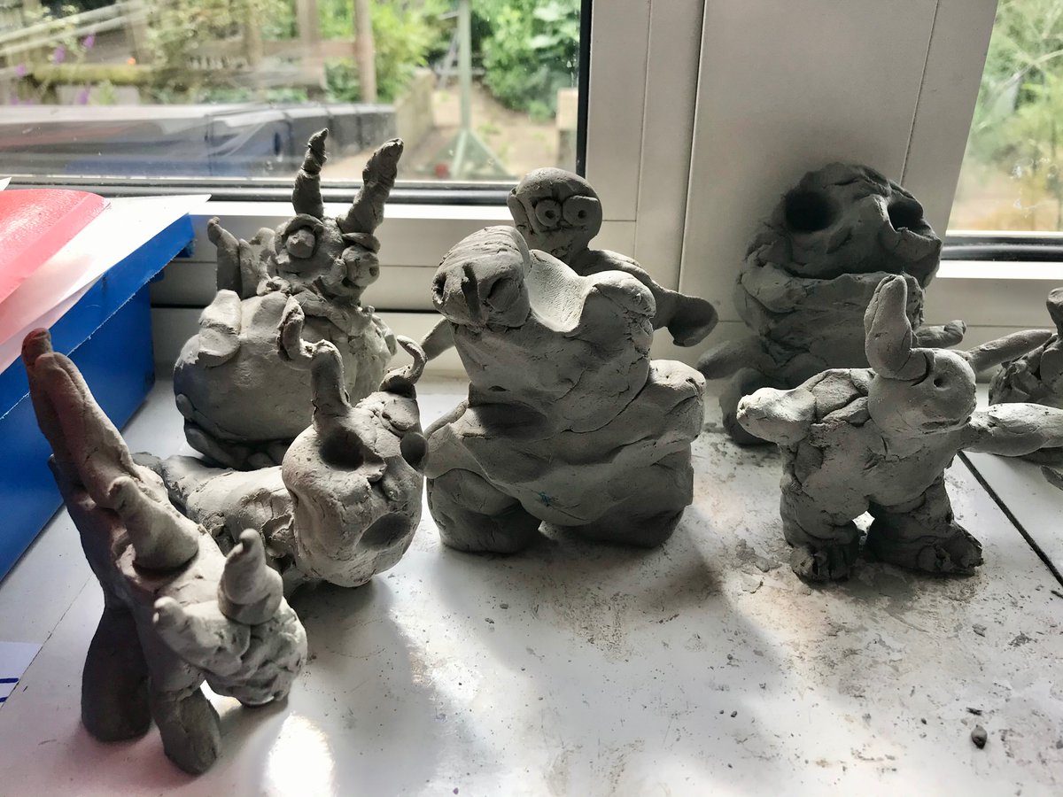 SnakesClass's tweet image. Yesterday our artists created these wonderful clay sculptures of Caliban 👹