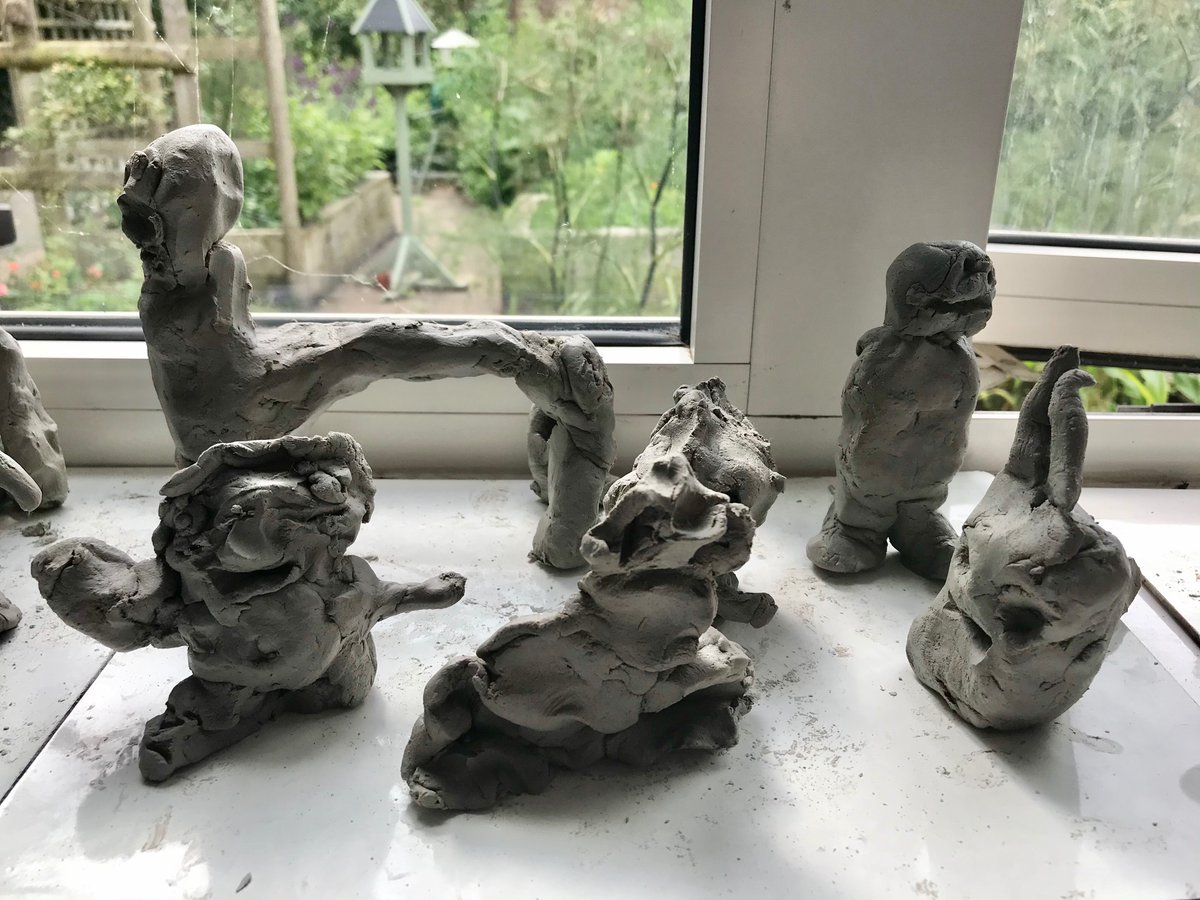 SnakesClass's tweet image. Yesterday our artists created these wonderful clay sculptures of Caliban 👹