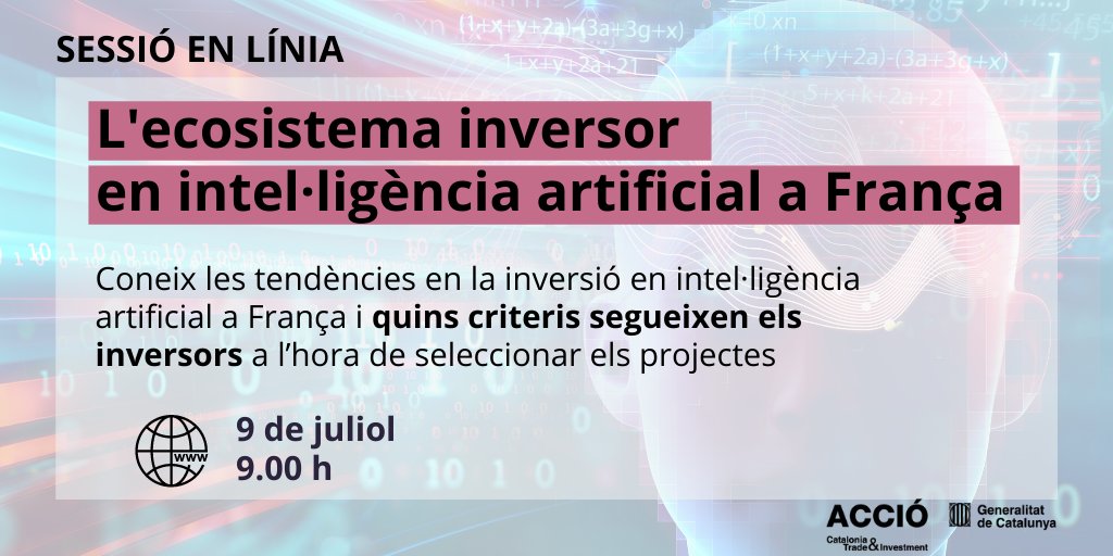accio_cat's tweet photo. Vols conèixer fons de capital risc que inverteixen en intel·ligència artificial a #França?

No et perdis aquesta sessió! Connectarem amb els fons @daphnivc, @Cathayinnov, @BreegaVC, @AsterCapital i 
@Iris_Capital
https://t.co/YTkMS7YKwQ

#mónACCIÓ #StartupCAT https://t.co/qUv3mnjXij