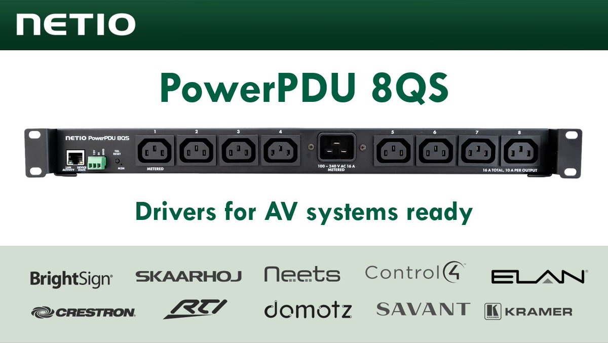 netio_products's tweet image. NETIO PowerPDU 8QS is prepared to be used with AV control systems, such as BrightSign, Control4, ELAN, Crestron and more... netio-products.com/en/device/powe…