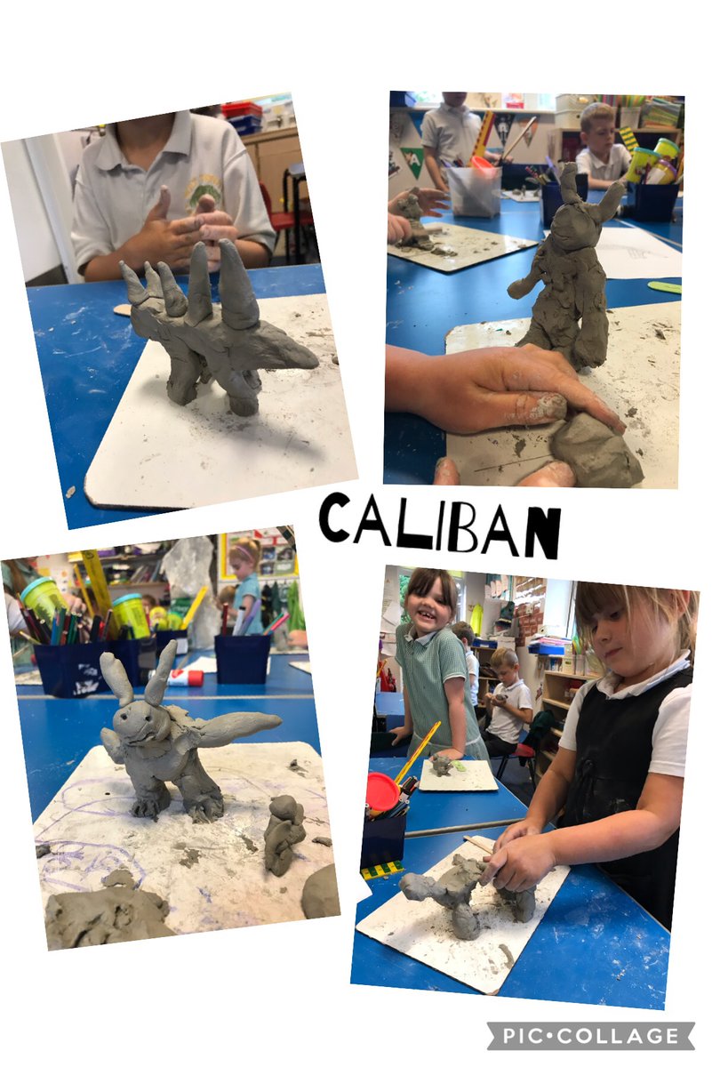 SnakesClass's tweet image. Yesterday our artists created these wonderful clay sculptures of Caliban 👹