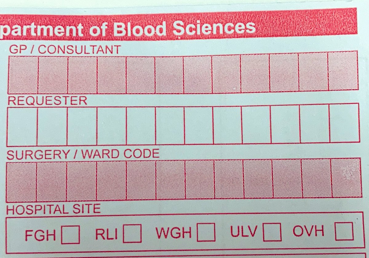 Morecambe Bay Pathology (@uhmbt_pathology) on Twitter photo Pathology <a href="/UHMBT/">MorecambeBayNHSTrust</a> received another 133 hand-written requests in June 2021 that omitted the Requestor's name and location.
Letโs drive this down by placing requests electronically or by writing the Consultant/GP and Location on the form. Please RT
#inthistogether #rightfirsttime Pathology <a href="/UHMBT/">MorecambeBayNHSTrust</a> received another 133 hand-written requests in June 2021 that omitted the Requestor's name and location.
Letโs drive this down by placing requests electronically or by writing the Consultant/GP and Location on the form. Please RT
#inthistogether #rightfirsttime
