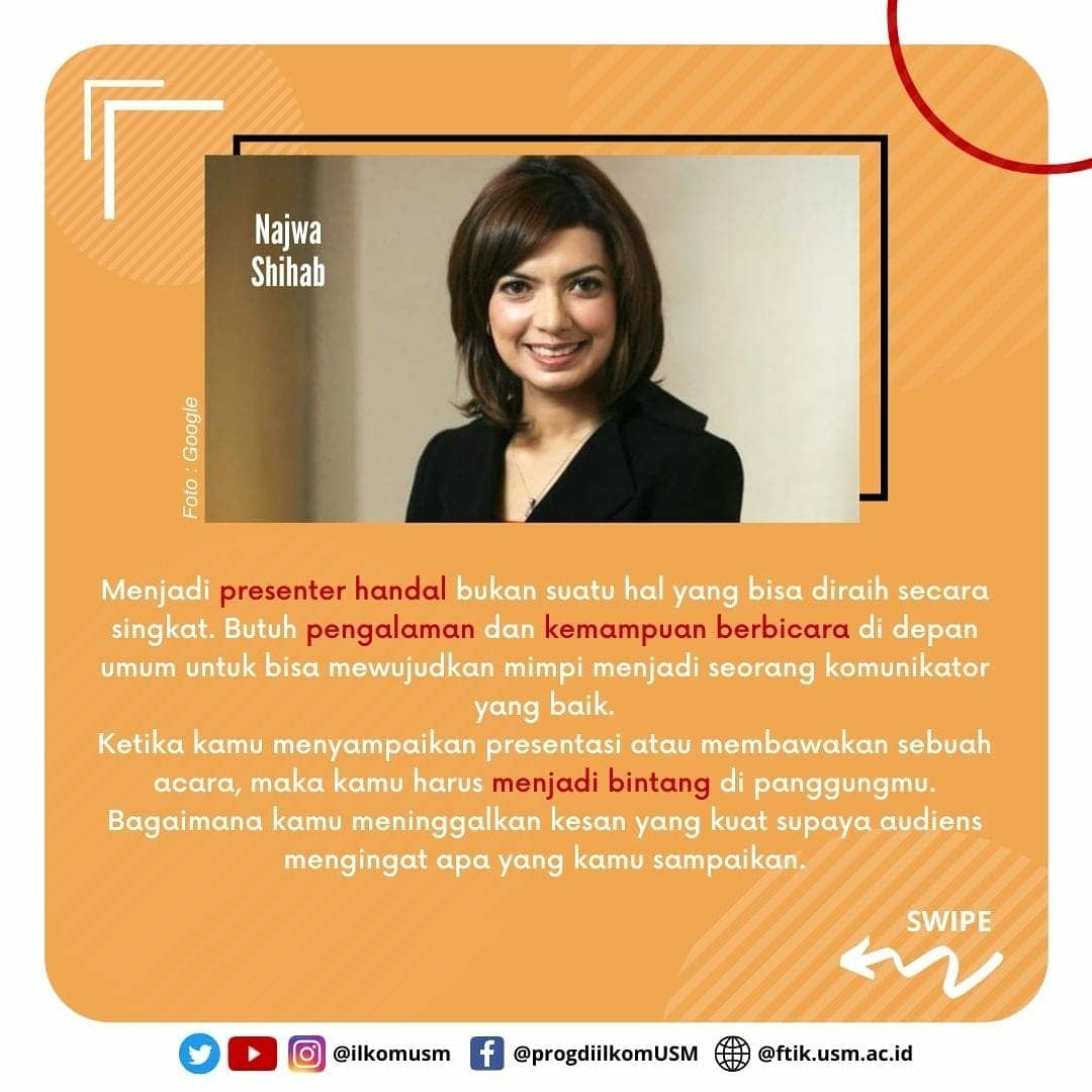 ilkomUSM's tweet photo. 6 hal yang bisa bikin kamu jadi presenter handal. •Daftar Kuliah Cukup #dirumahsaja dengan mengakses https://t.co/VMUJYMzHMv | yuk bergabung bersama kami di Program Studi S1 Ilmu Komunikasi Universitas Semarang• https://t.co/WrZ5oLXrLf