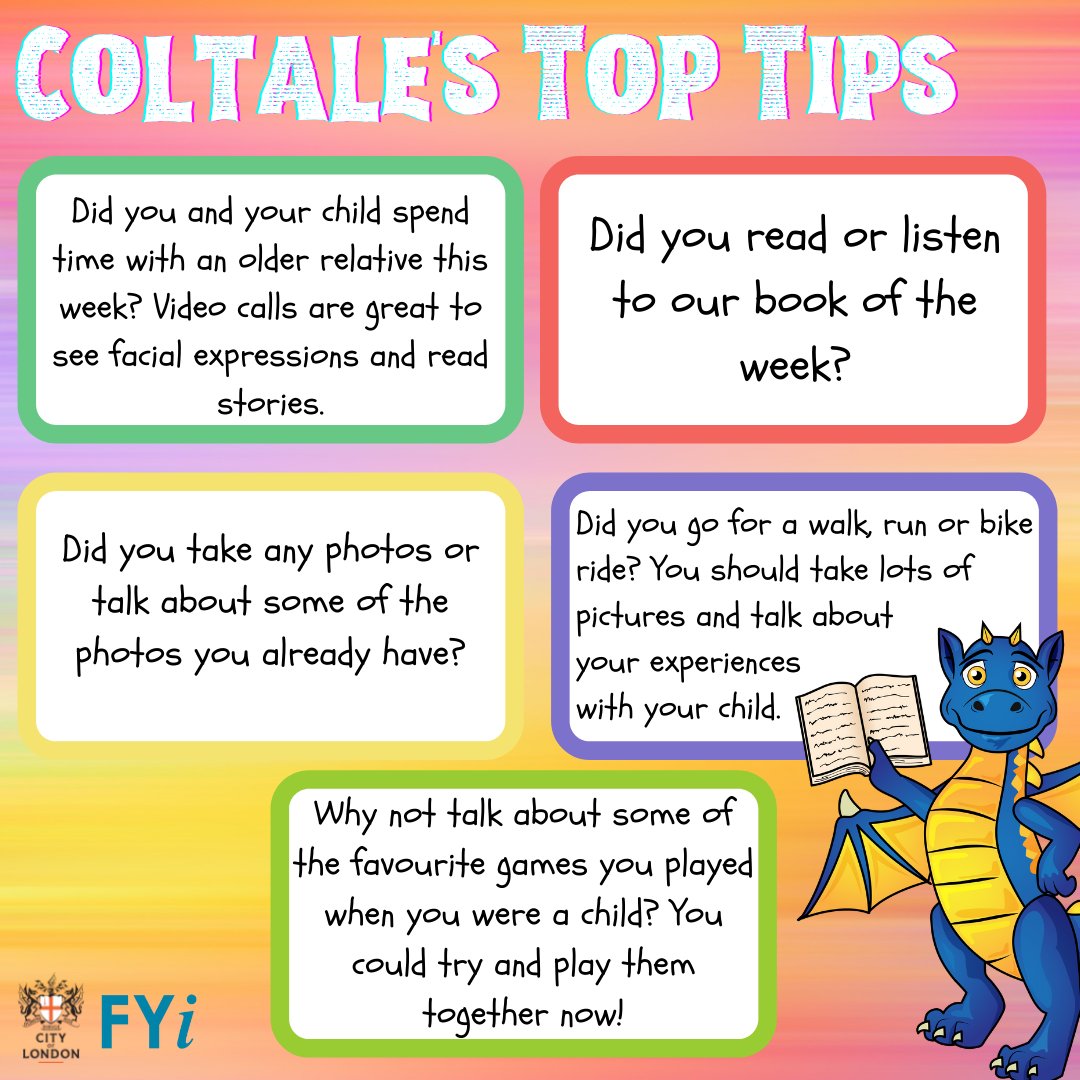SqMileFamilies's tweet photo. Phew! #FiveTipFriday is finally here.

How many activities did you get through this week? I did all of them that’s why I am looking forward to the weekend. 

See you on Monday!

#ColtalesTopTips
#SquareMileFamilies
#positiveparenting
#earlyyearsmatters
#SLCN https://t.co/J3hR4tBDpT