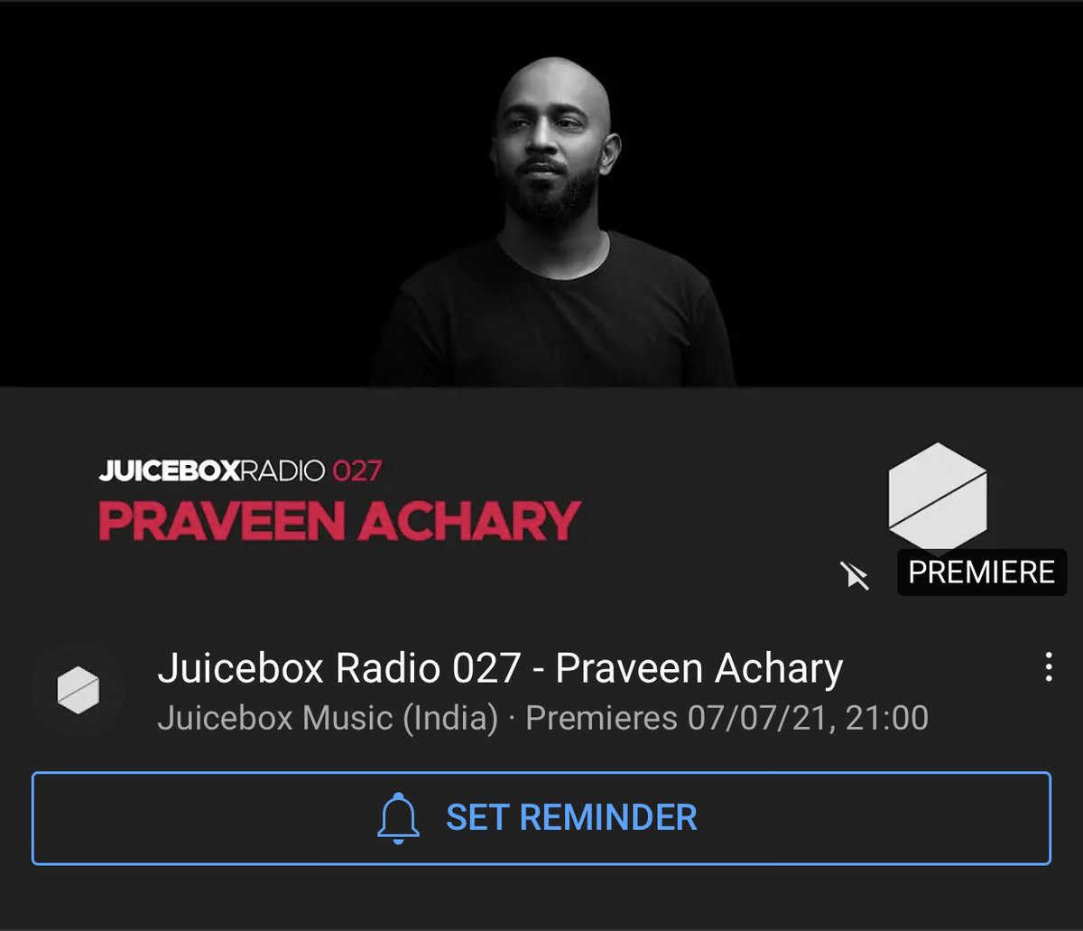 INCOMING ⇒ Episode 027 of #JuiceboxRadio with Praveen Achary

◎ Wednesday, July 7th 2021
◎ 9:00PM IND / 4:30PM UK

Subscribe to our #YouTube channel &amp; click “🔔 Set Reminder” to get notified when the episode goes LIVE → bit.ly/JBM_YouTube
