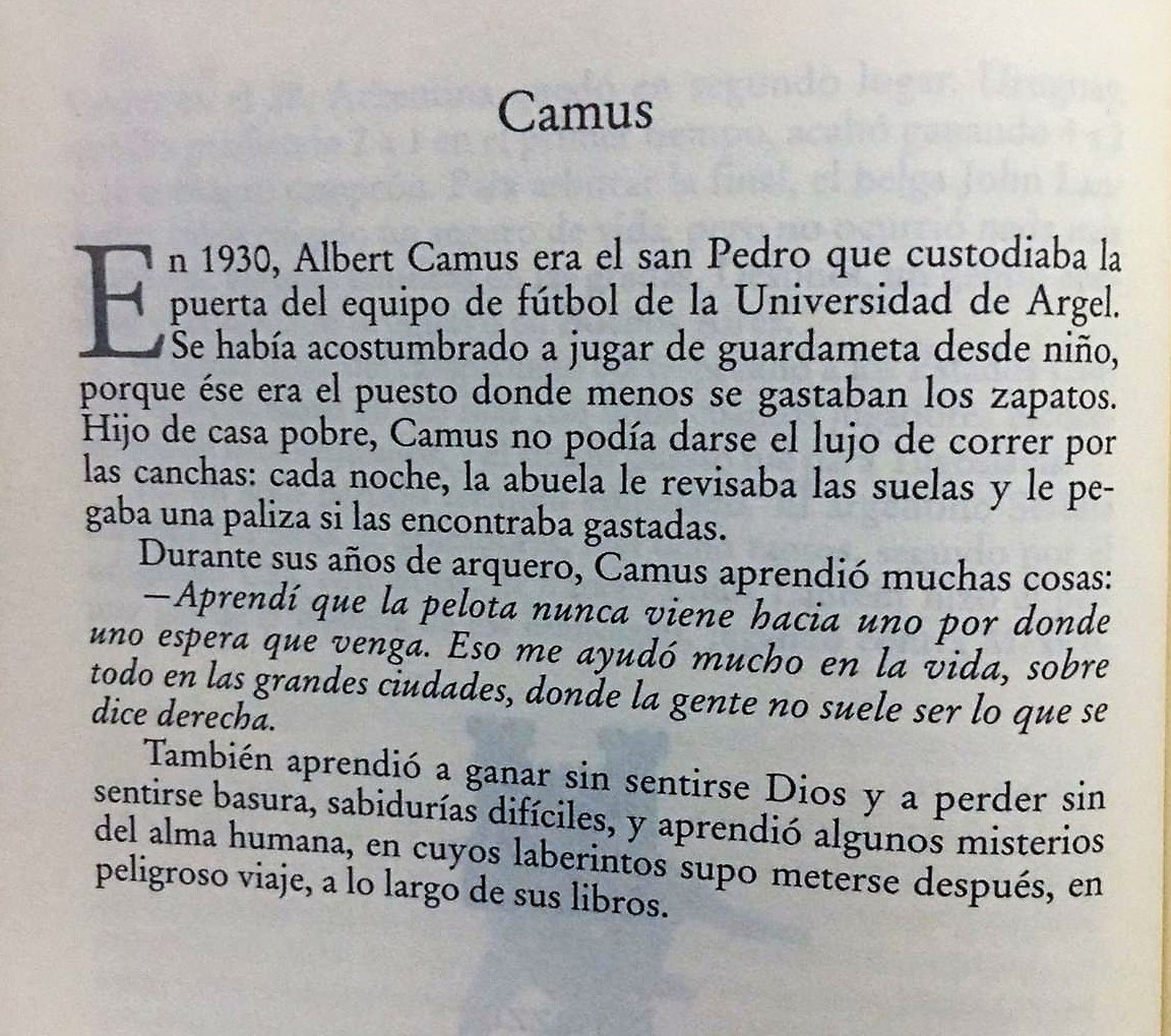 literlandweb1's tweet photo. Hoy es un buen día para recordar algunas de las enseñanzas de Eduardo #Galeano de su libro  "El fútbol a sol y sombra". No toda derrota es un fracaso. https://t.co/DxSn6O85JE