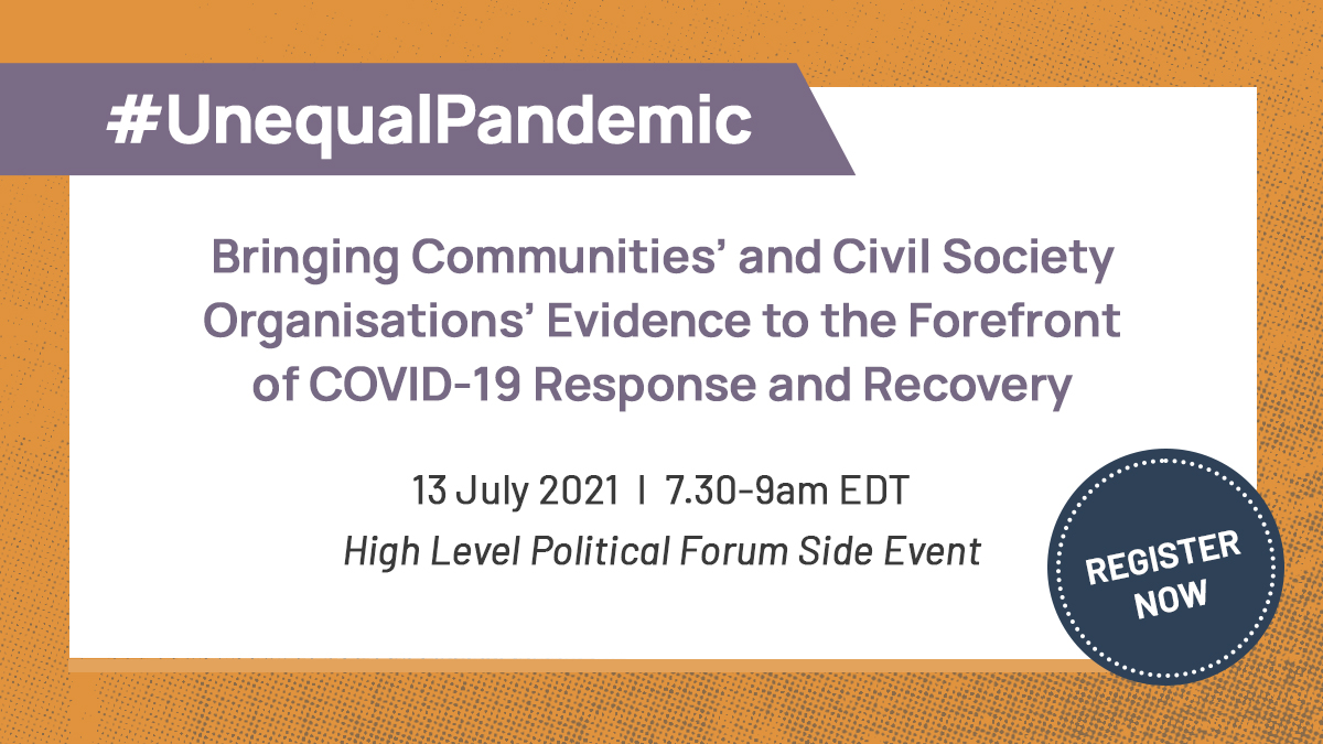 RestlessDev's tweet photo. Want to advocate for truly inclusive #COVID19 responses &amp; recoveries?
 
Join us for the launch of #UnequalPandemic report at #HLPF2021- uncovering unequal COVID-19 impacts and spotlighting community resilience.
 
📆 13 July
⏰ 7.30am EDT/1130am UTC
➡️ https://t.co/mSdn6yxaey https://t.co/M4R4q06K1w