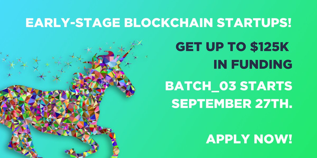 Attention blockchain startups! This is your chance to get up to $125,000 in funding! Sign up now for Batch_03 of the CV Labs Blockchain Incubation program, starting on September 27th.
🦄  What are you waiting for? Apply now: lnkd.in/dp2d3br