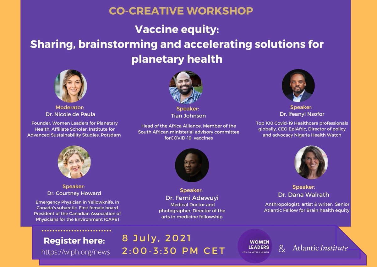 Happening tomorrow 8 July at 2pm CET- join us for a workshop on Vaccine equity where will we discuss and share work being done on this important issue! Everyone is welcome. You can register here: wlph.org/news #VaccineForAll