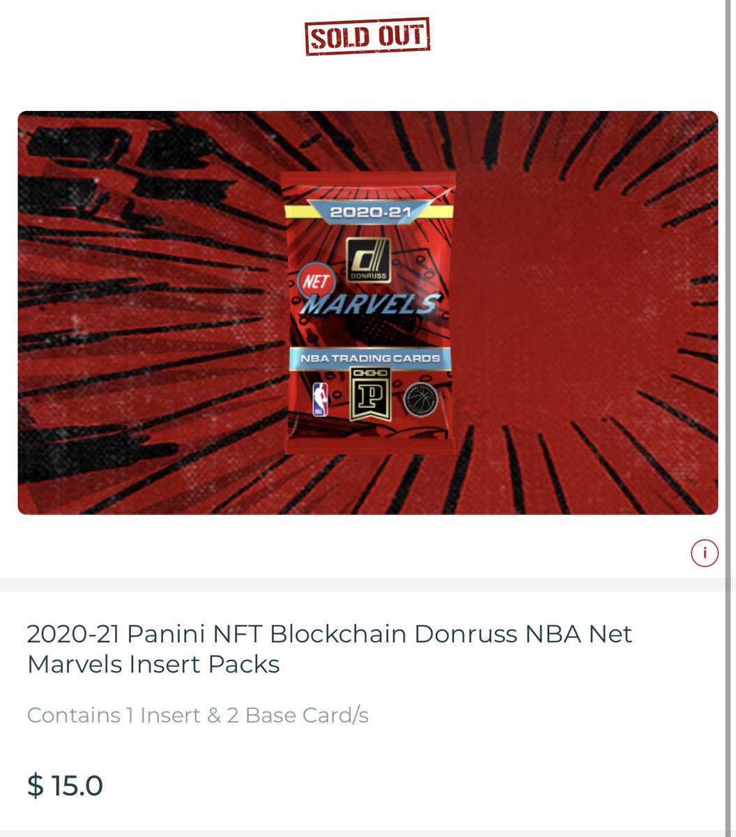 Instant sell out. Who got lucky? Only 9,500 packs on sale. 

🎆😎💎❤️🚀

#thehobby #NetMarvels #PaniniBlockchain #NBA