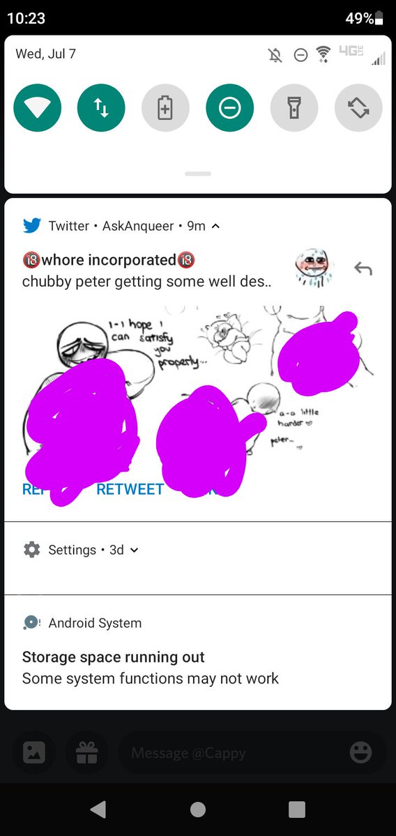 AskAnqueer's tweet photo. // nsfw (blurred) , caps
// I NEED TWITTER TO STOP RECOMMENDING ME PORN PLEASE GOD I DONT WANT TO FUCLING SEE IT FOR FUCKS SAKE IM LITERALLY 16 AND IM SURE THESE CREATORS DONT WANT ME TO SEE IT EITHER GRRRRR TWITTER DOT COM STOP SHOWING ME PORN https://t.co/wzpat6CIVz