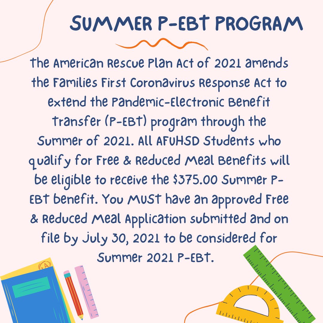Families can submit an online Free &amp; Reduced Application from our district website: aguafria.org/Page/971
If you have any questions, please contact the AFUHSD Food Services Department directly at: 623-932-7123, mmachain@aguafria.org, bduncan@aguafria.org or 623-932-7009