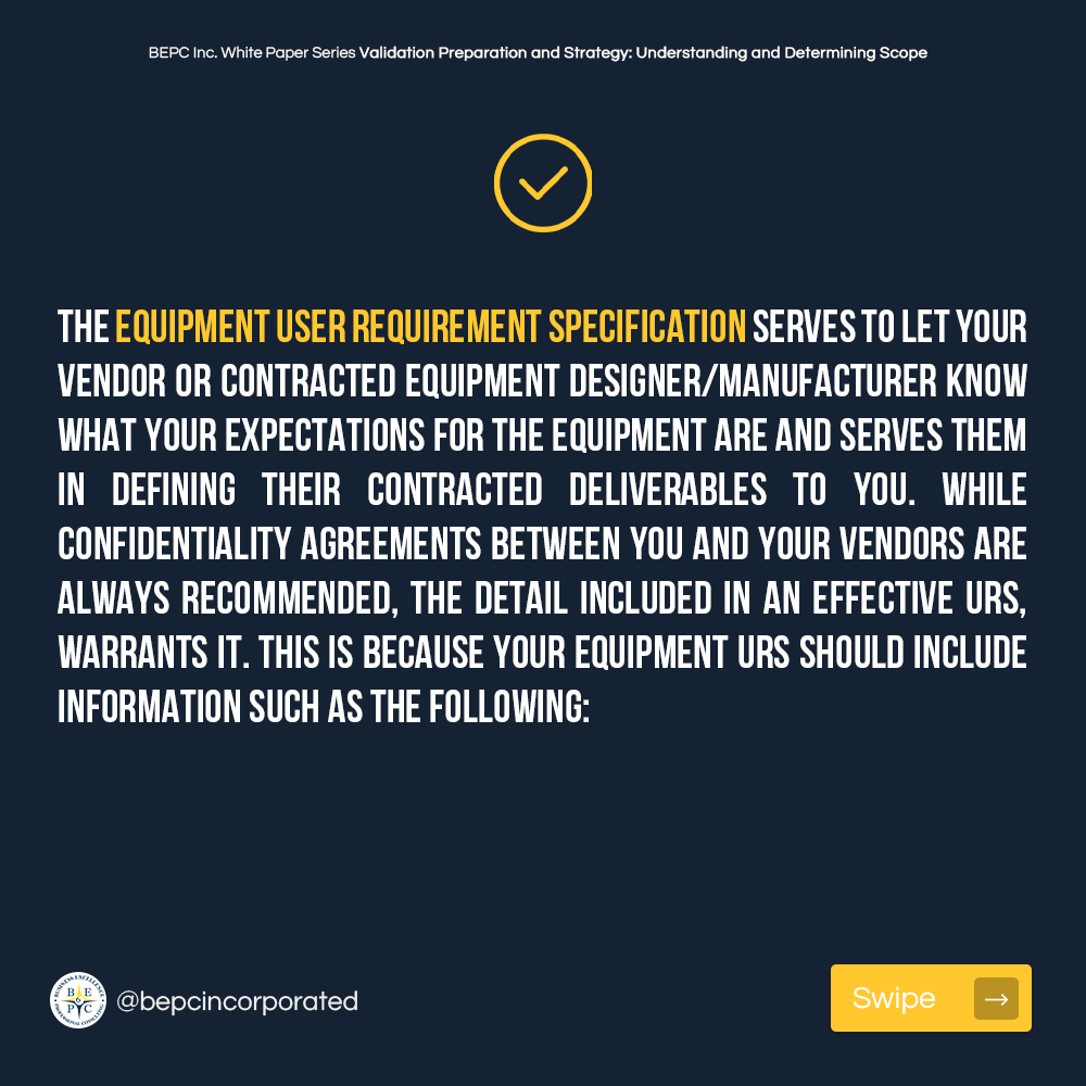 bepc_inc's tweet photo. Download our FREE whitepaper "Validation Preparation and Strategy" to obtain more information. Access now! 👉 https://t.co/xfFyufjNCJ | The Equipment User Requirement Specification 

#BEPCInc #Validation #Preparation #Strategy #FREE #Whitepaper #Download #URS https://t.co/yQGs5MYPrB