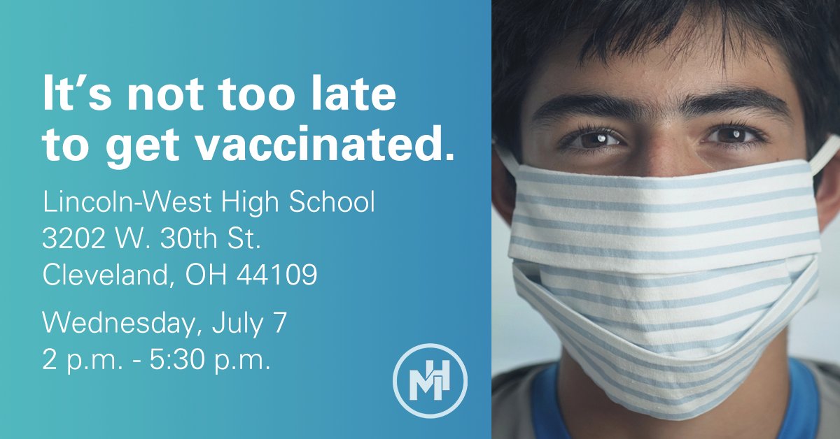 TODAY.

We've partnered with <a href="/CLEMetroSchools/">Cleveland Metropolitan School District</a> to offer FREE COVID-19 vaccines to anyone 12+ at Lincoln-West High School. Walk-ins welcome. Details: bit.ly/3imThOz